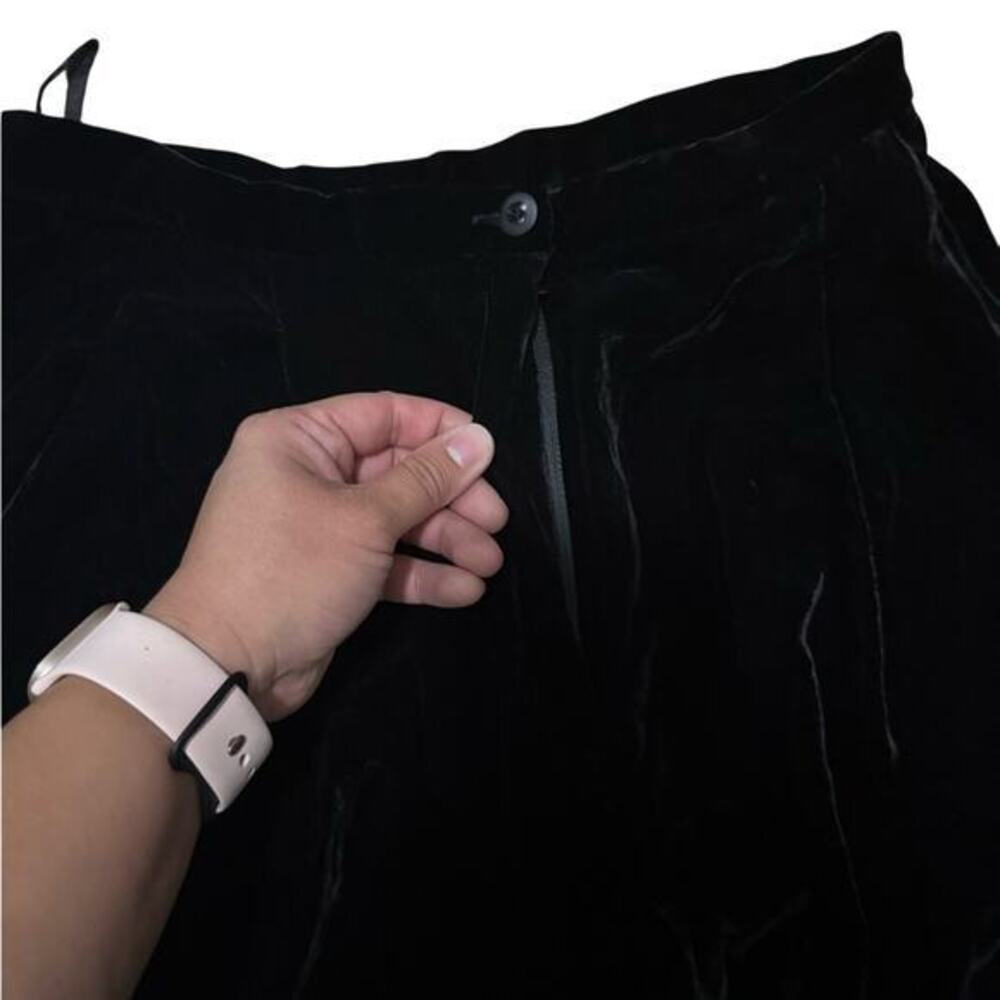 Anne Klein II Velvet Pants Black Wide Leg Trousers Womens 10 Quiet Luxury - Picture 3 of 7